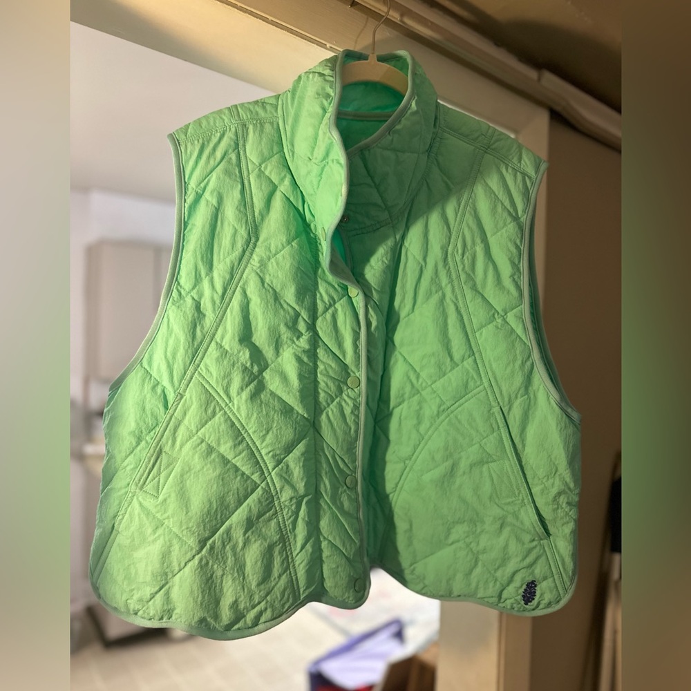 Free People Light Green Quilted Vest